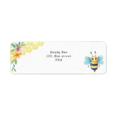 水色の小さなミツバチとミツバチ ラベル (正面)