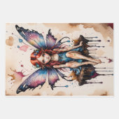 水色の小さな翼の妖精（ティンカーベル） - ラッピングペーパーシート (正面2)