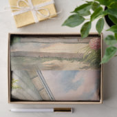 水色の居心地の良いホワイトハウスピンクの牡丹の庭 薄葉紙 (ギフト)