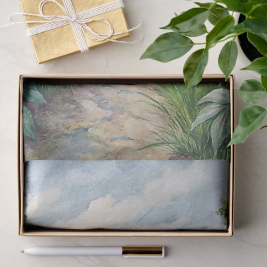 水色の居心地の良いホワイトハウスピンクの牡丹の庭 薄葉紙 (ギフト)