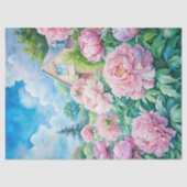 水色の居心地の良いホワイトハウスピンク牡丹 薄葉紙 (正面)