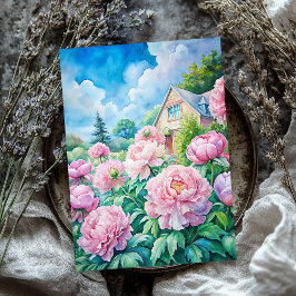 水色の居心地の良いホワイトハウスピンク牡丹 薄葉紙