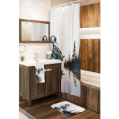 水色の岩の上の美しい岩 シャワーカーテン