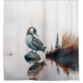 水色の岩の上の美しい岩 シャワーカーテン (正面)