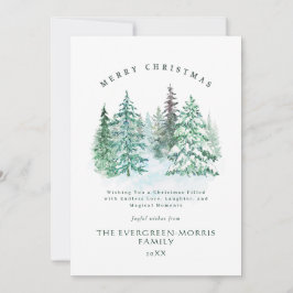 水色の常緑の森メリークリスマス シーズンカード