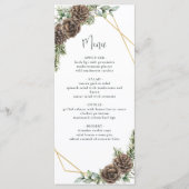 水色の常緑パインコーン冬の結婚式 メニュー (正面)