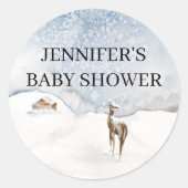 水色の常緑赤ちゃんシャワー ラウンドシール (正面)