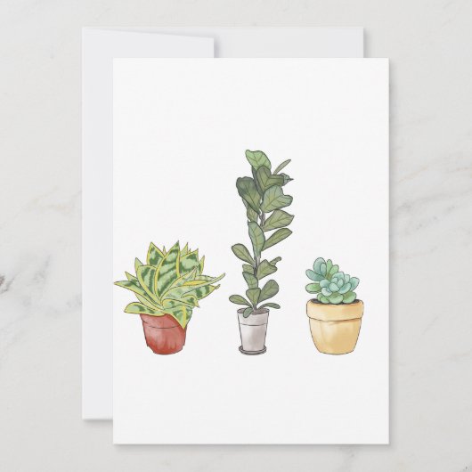 水色の手の絵を描内内植物 サンキューカード (正面)