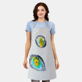 水色の抽象芸術貝 エプロン (着用した状態)