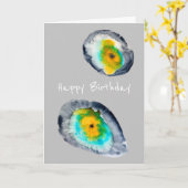 水色の抽象芸術貝 カード (黄色い花)