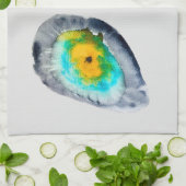 水色の抽象芸術貝 キッチンタオル (折り畳み)