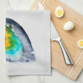 水色の抽象芸術貝 キッチンタオル (四つ折り)