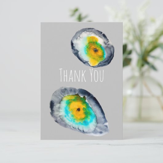 水色の抽象芸術貝 ノートカード (スタンド正面)