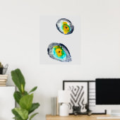 水色の抽象芸術貝 ポスター (ホームオフィス)