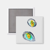 水色の抽象芸術貝 マグネット (正面/裏面)