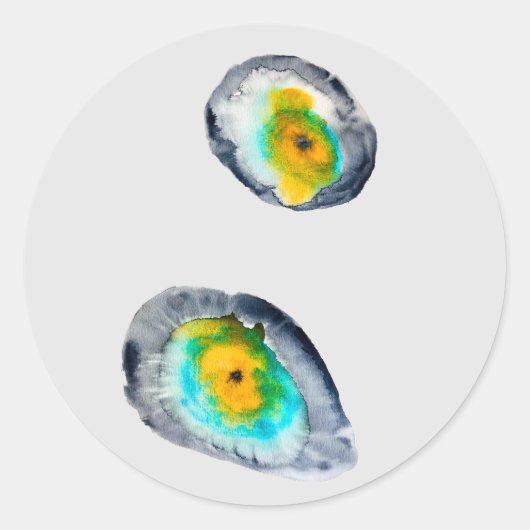 水色の抽象芸術貝 ラウンドシール (正面)