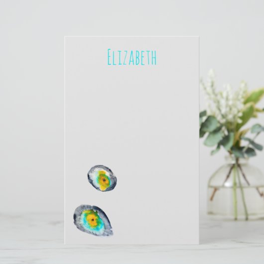 水色の抽象芸術貝 便箋 (スタンド正面)