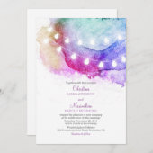 水色の文字列はロマンチック結婚な 招待状 (正面/裏面)