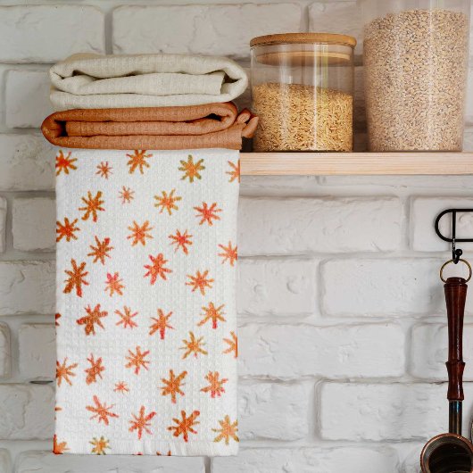 水色の星 – オレンジ キッチンタオル