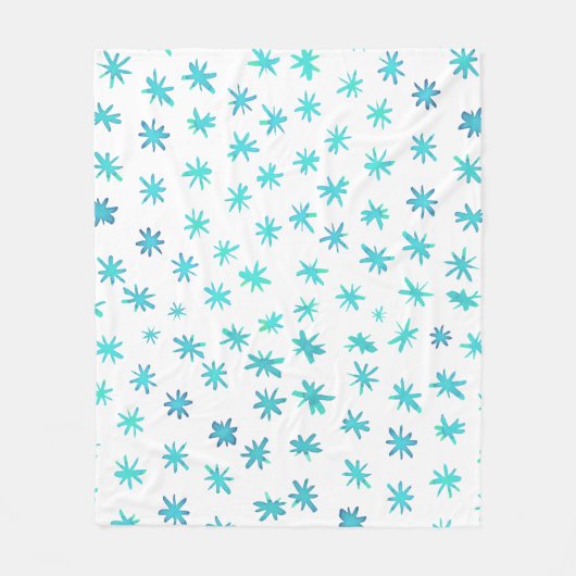 水色の星 – ターコイズ フリースブランケット (正面)