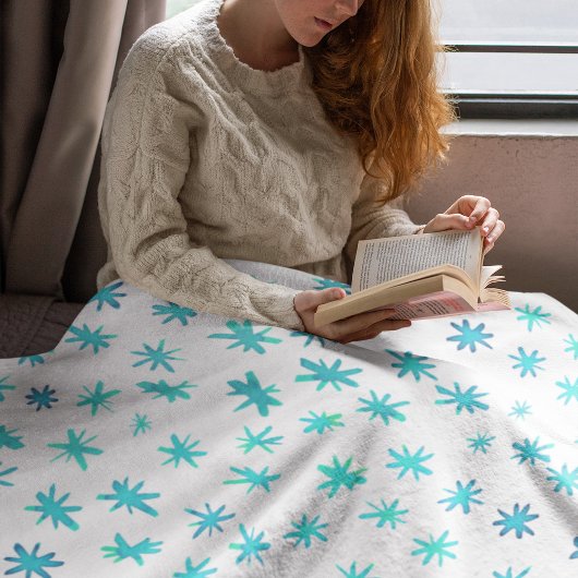 水色の星 – ターコイズ フリースブランケット