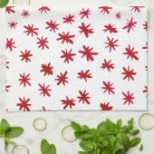 水色の星 – 赤 キッチンタオル (折り畳み)