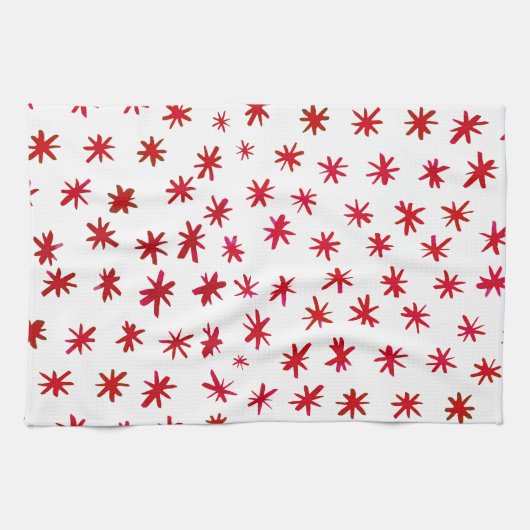 水色の星 – 赤 キッチンタオル (横)