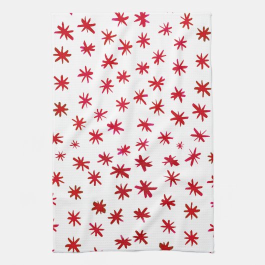水色の星 – 赤 キッチンタオル (縦)