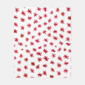 水色の星 – 赤 フリースブランケット (正面)