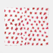 水色の星 – 赤 フリースブランケット (正面(横))