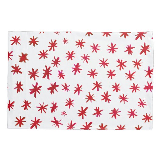 水色の星 – 赤 枕カバー (裏面-左)