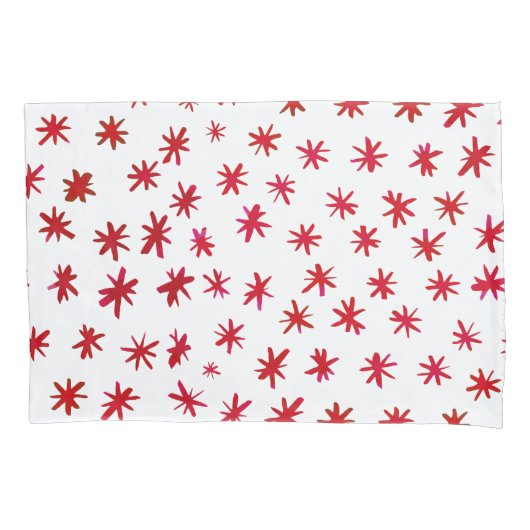 水色の星 – 赤 枕カバー (正面左)