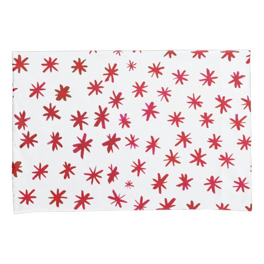 水色の星 – 赤 枕カバー (正面右)