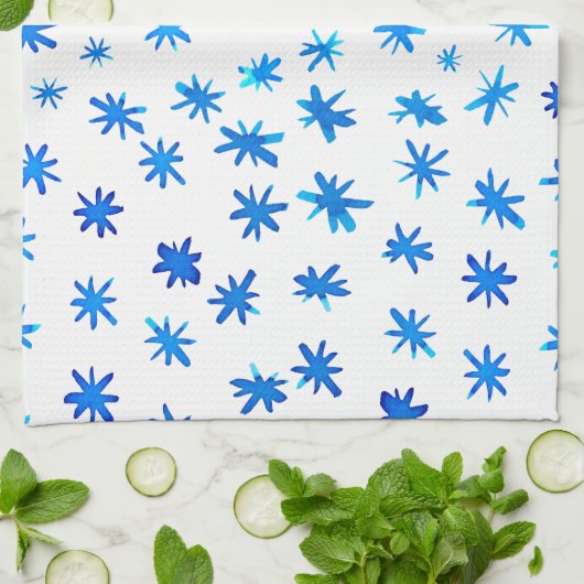 水色の星 – 青 キッチンタオル (折り畳み)