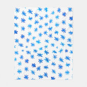 水色の星 – 青 フリースブランケット (正面)