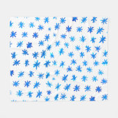 水色の星 – 青 フリースブランケット (正面(横))