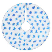 水色の星 – 青 ブラッシュドポリエステルツリースカート (正面)