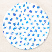 水色の星 – 青 ラウンドペーパーコースター (正面)