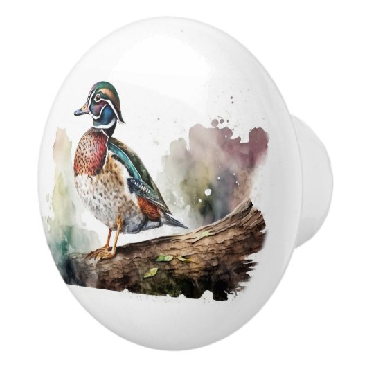 水色の木のアヒル セラミックノブ (右)