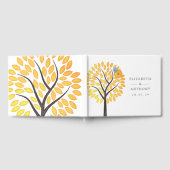 水色の木の水がモノグラム結婚の ゲストブック (全面)