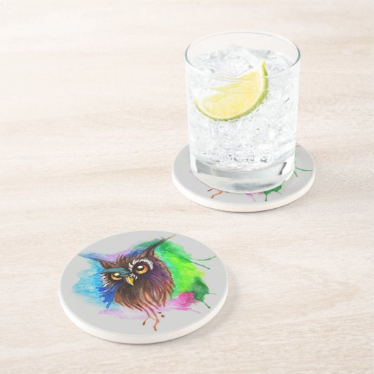 水色の木フクロウ コースター (側面)