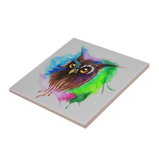 水色の木フクロウ タイル (側面)