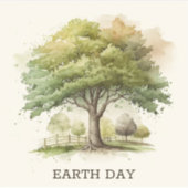 水色の木。地球の日の環境と生態系 シール (正面)