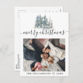 水色の松の木の森クリスマス写真 シーズンポストカード (正面/裏面)