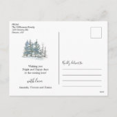 水色の松の木の森クリスマス写真 シーズンポストカード (裏面)