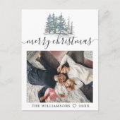 水色の松の木の森クリスマス写真 シーズンポストカード (正面)