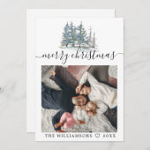 水色の松の木の森クリスマス写真 案内状 (正面/裏面)