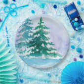 水色の松 ペーパープレート (パーティー)