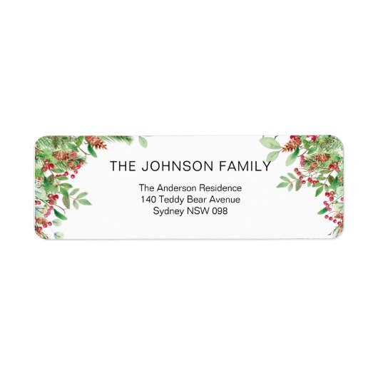 水色の果実と緑のホリデーラベル ラベル (正面)