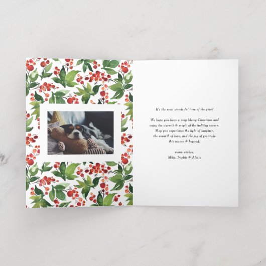 水色の果実と緑の写真 箔シーズンカード (内側レイダウン)